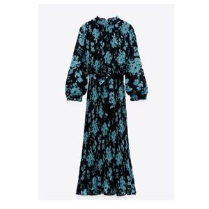 Zara Pleated Printed Dress